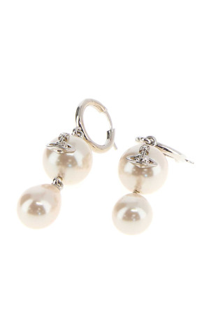 Two-tone metal and pearls Martha earrings VIVIENNE WESTWOOD (6202017702P103)