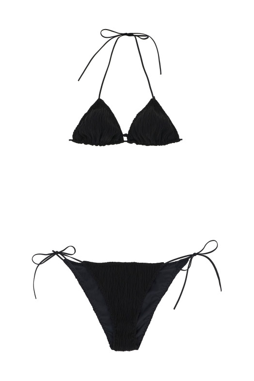 'Triangle Plisse' bikini Black