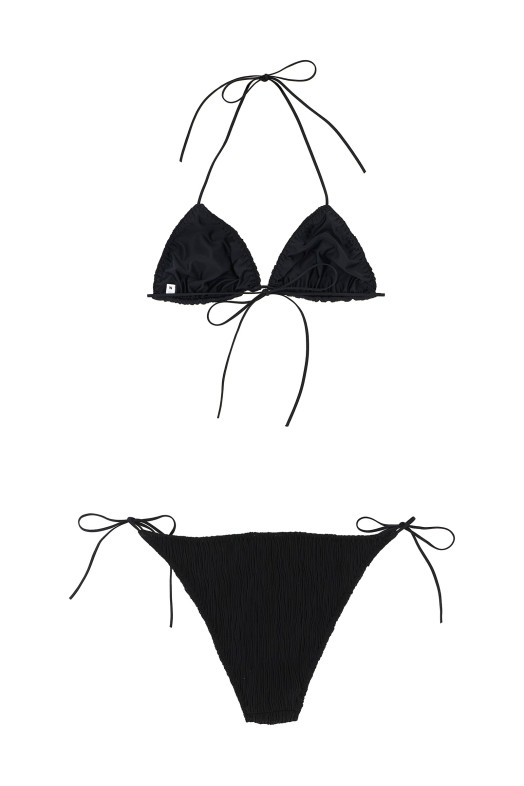'Triangle Plisse' bikini Black
