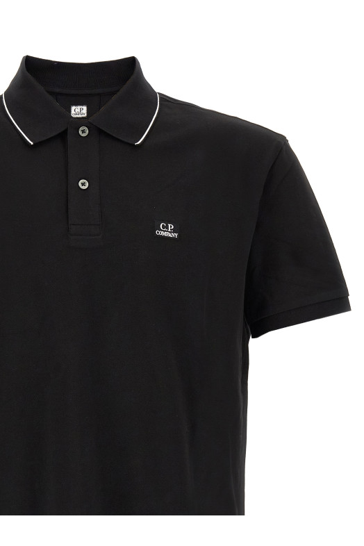 Logo patch polo shirt Black
