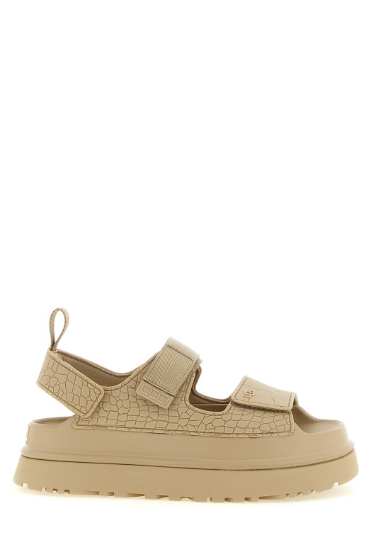 'GoldenGlow Embossed' sandals Beige