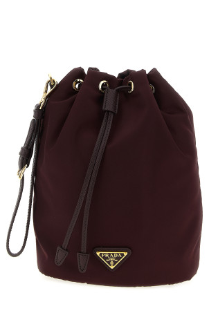 Сумка-ведро из ре-нейлона, бордового цвета PRADA 1NS369R067F0GCM