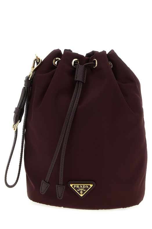Сумка-ведро из ре-нейлона, бордового цвета PRADA 1NS369R067F0GCM