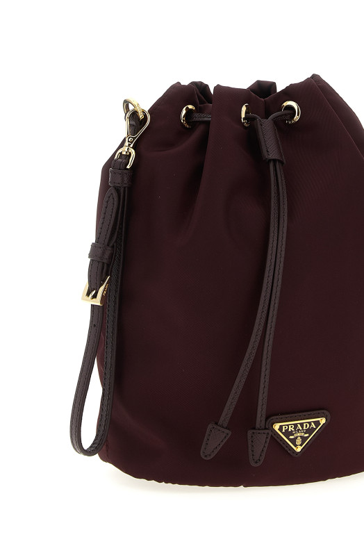 Сумка-ведро из ре-нейлона, бордового цвета PRADA 1NS369R067F0GCM