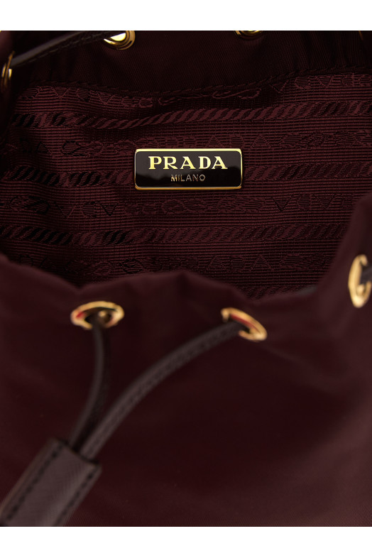 Сумка-ведро из ре-нейлона, бордового цвета PRADA 1NS369R067F0GCM