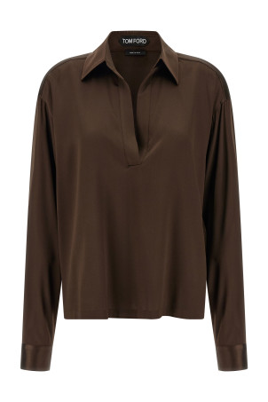 Silk polo shirt Brown