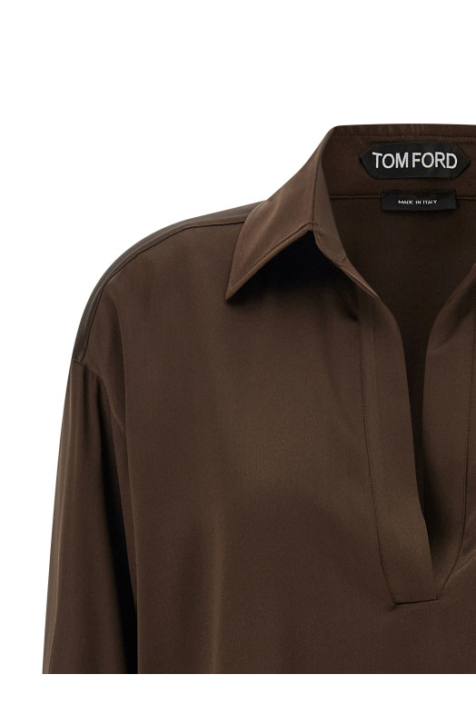 Silk polo shirt Brown