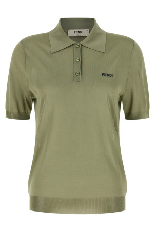 Блискуча віскозна сорочка-поло  Зелена FENDI FZXE82AW4VF1UKL