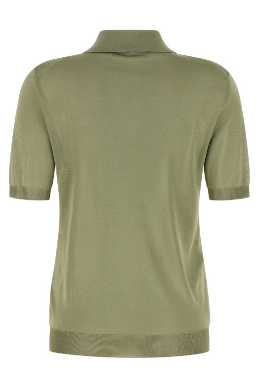 Блискуча віскозна сорочка-поло  Зелена FENDI FZXE82AW4VF1UKL