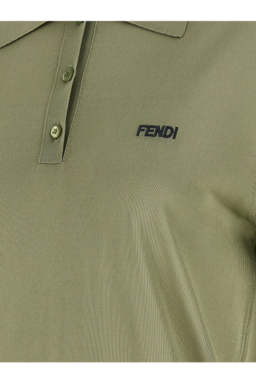 Блискуча віскозна сорочка-поло  Зелена FENDI FZXE82AW4VF1UKL