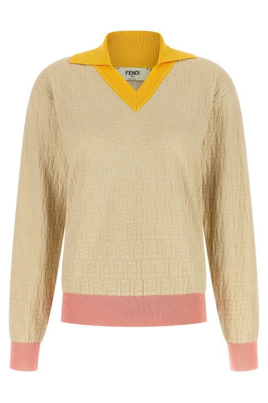 FF jacquard sweater Beige