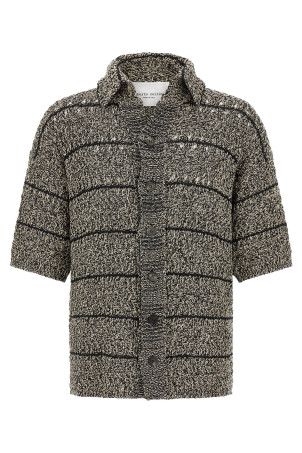 Mouliné insert cardigan Black