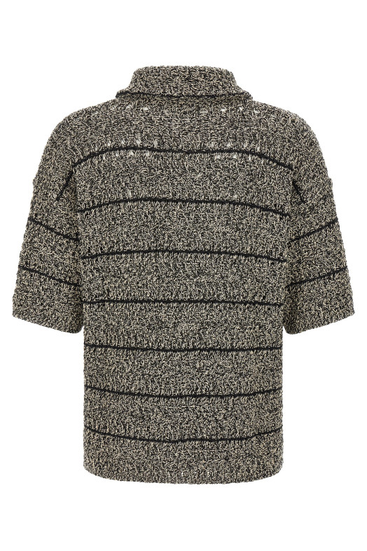 Mouliné insert cardigan Black