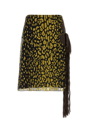 Юбка из смешанного шелка с декоративными элементами, бежевая, SALVATORE FERRAGAMO (13I351793479)