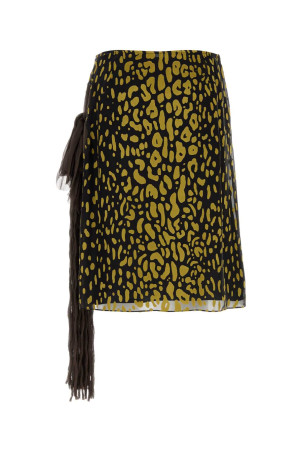 Юбка из смешанного шелка с декоративными элементами, бежевая, SALVATORE FERRAGAMO (13I351793479)