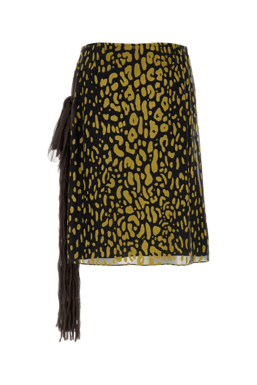 Спідниця з прикрасами з шовкової суміші, бежева, SALVATORE FERRAGAMO (13I351793479)