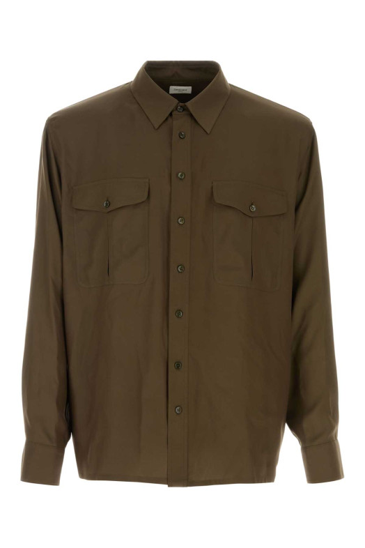Olive green silk shirt SAINT LAURENT (854249Y1L27)