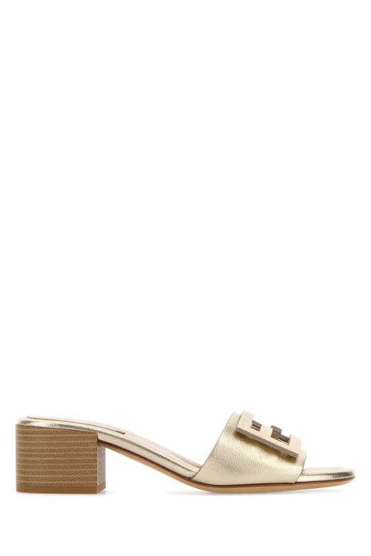 Gold leather Baguette mules FENDI (8R8862AY1R)