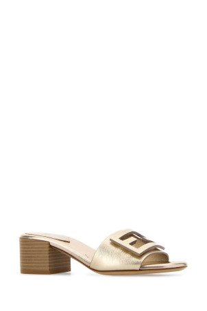 Gold leather Baguette mules FENDI (8R8862AY1R)