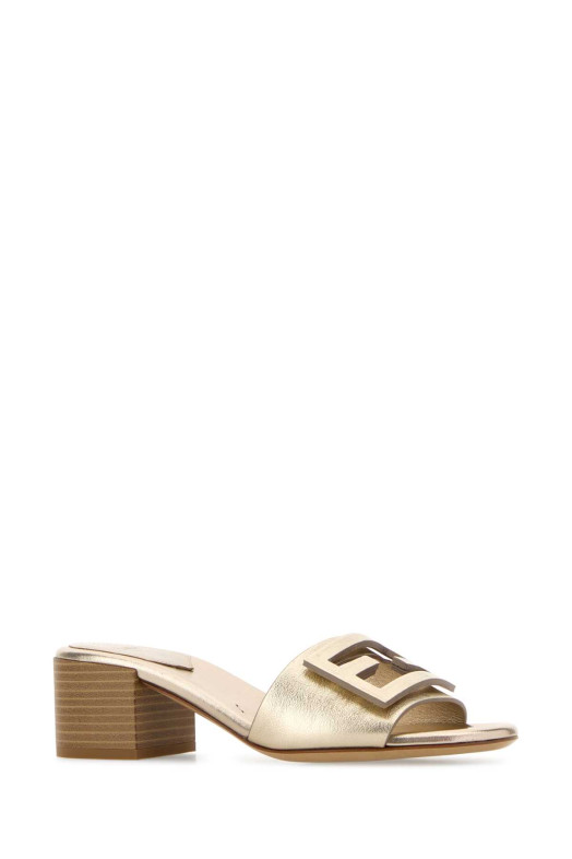 Gold leather Baguette mules FENDI (8R8862AY1R)