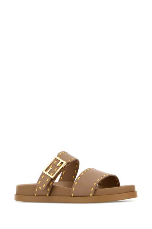 Cappuccino leather Fendi Feel slippers FENDI (8X8710ASAI)