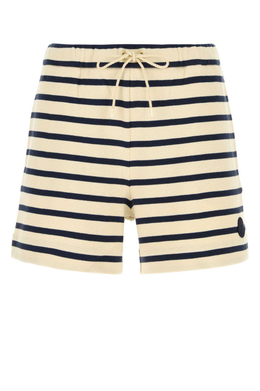Embroidered cotton shorts White/Black MONCLER (L10938H0001089BEB)