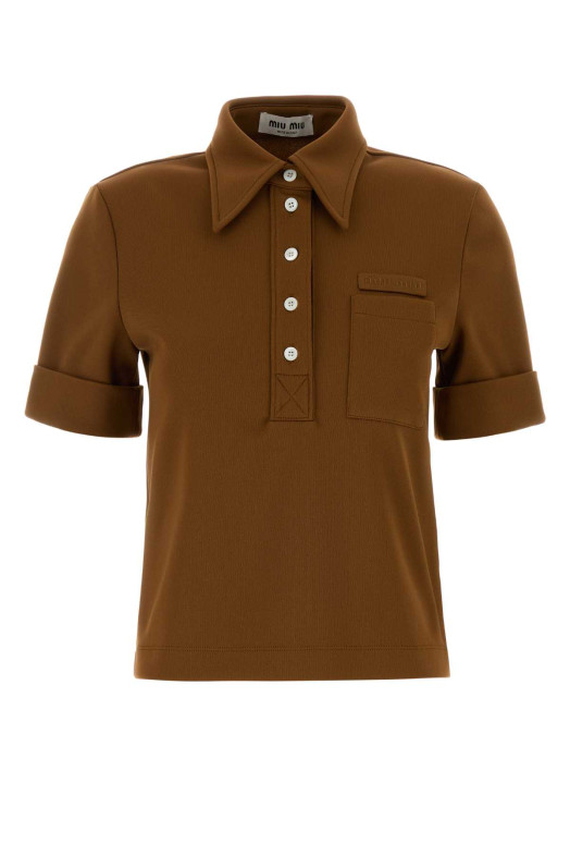 Brown jersey polo shirt MIU MIU (MT2204SOOO14OA)