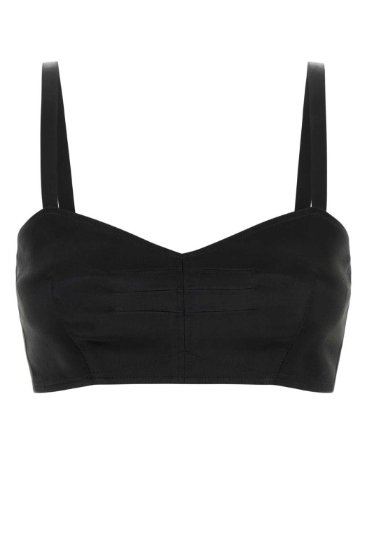 Black satin crop-top Black PRADA (P910NSOOO15ZC)
