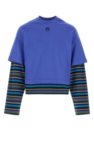 Blue cotton t-shirt MARINE SERRE (UTT012ADJER0010)