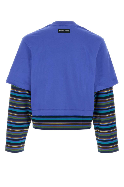 Blue cotton t-shirt MARINE SERRE (UTT012ADJER0010)