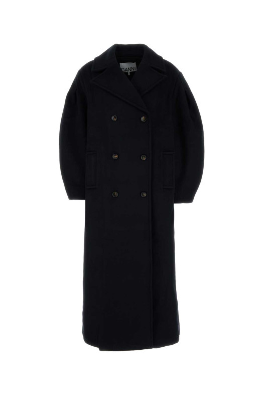 Midnight blue wool blend coat GANNI (W0802)