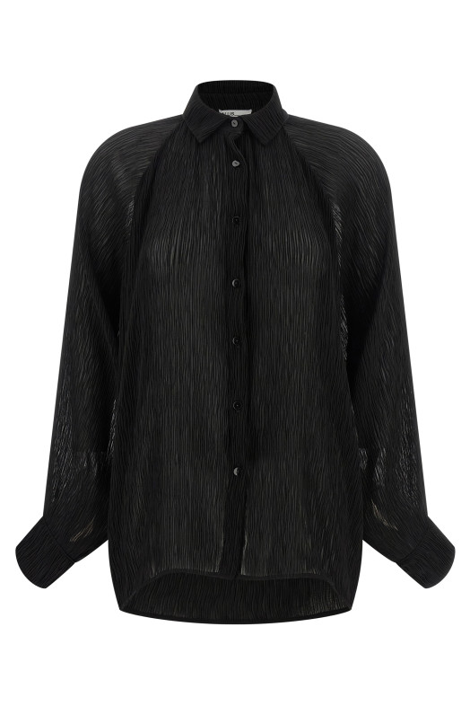 Сорочка в складку, чорна PLISSESHIRTBLACKPLISSE08