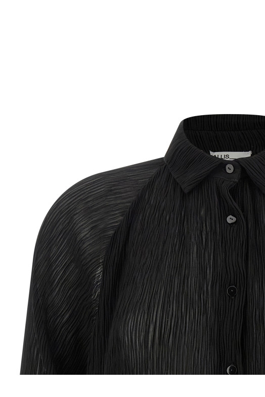 Сорочка в складку, чорна PLISSESHIRTBLACKPLISSE08