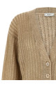 Waffle lamé cardigan Beige
