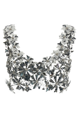 Серебристый топ-бралетт PACO RABANNE 26EITO243PS0129040