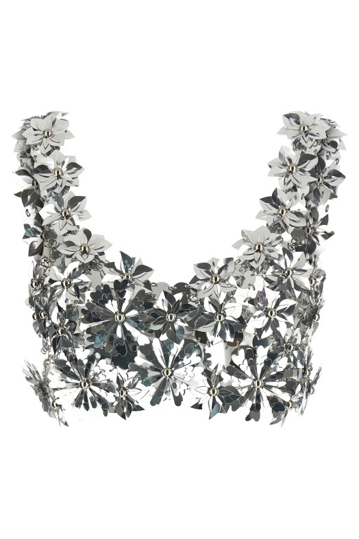 Серебристый топ-бралетт PACO RABANNE 26EITO243PS0129040