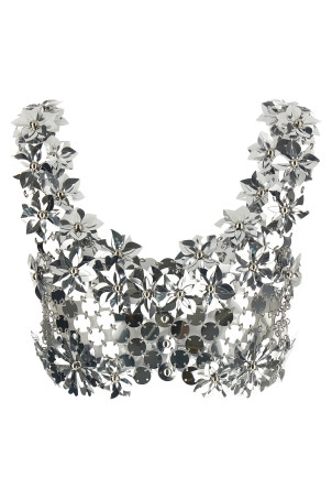 Серебристый топ-бралетт PACO RABANNE 26EITO243PS0129040