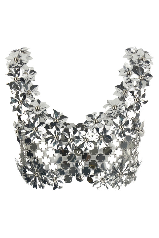 Серебристый топ-бралетт PACO RABANNE 26EITO243PS0129040