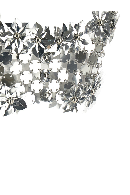 Серебристый топ-бралетт PACO RABANNE 26EITO243PS0129040