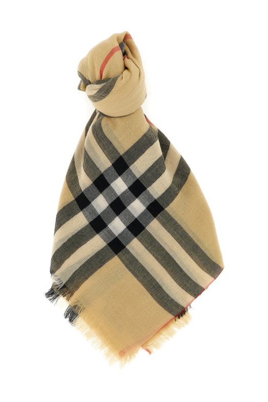 Check wool scarf Beige
