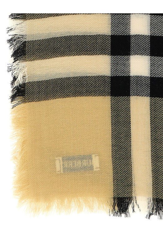 Check wool scarf Beige