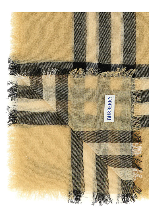 Check wool scarf Beige