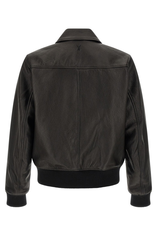 'Ami de Coeur' leather bomber jacket Black