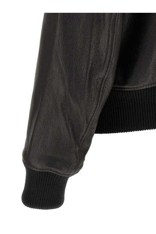 'Ami de Coeur' leather bomber jacket Black