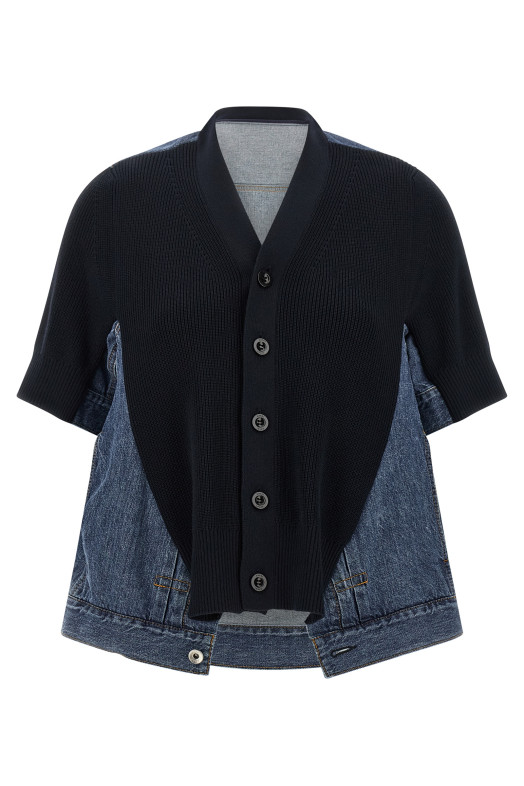 'Denim x Knit' cardigan Blue