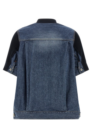 'Denim x Knit' cardigan Blue