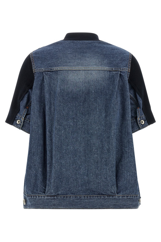 'Denim x Knit' cardigan Blue