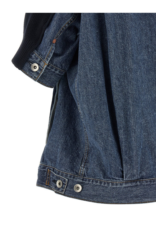 'Denim x Knit' cardigan Blue