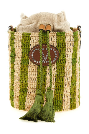 Маленька сумка-відерце Valentino Garavani з рафії, зелена W2B0T03IXUC8J