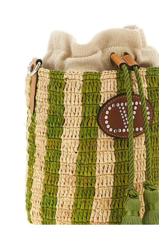 Маленька сумка-відерце Valentino Garavani з рафії, зелена W2B0T03IXUC8J